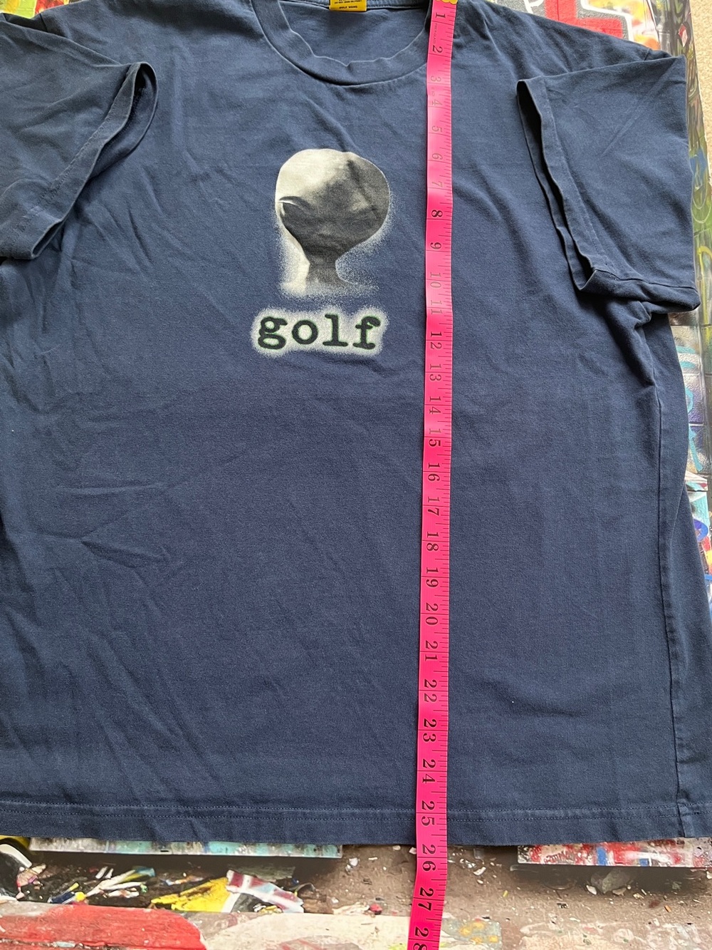 Golf Wang Navy Tee with Alien Head Graphic - Picture 3 of 5